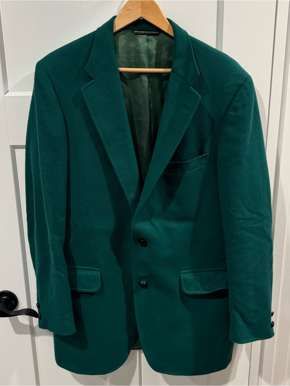 VTG 80s Jos A Bank 100% Cashmere Dark Green Blazer Sport Coat Jacket 44 Long